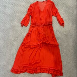 Orange Tiered Ruffle Maxi Dress